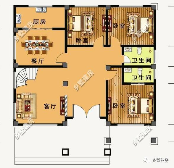 黃金別墅設(shè)計(jì)圖，造價(jià)二三十萬(wàn)，依山傍水好去處！