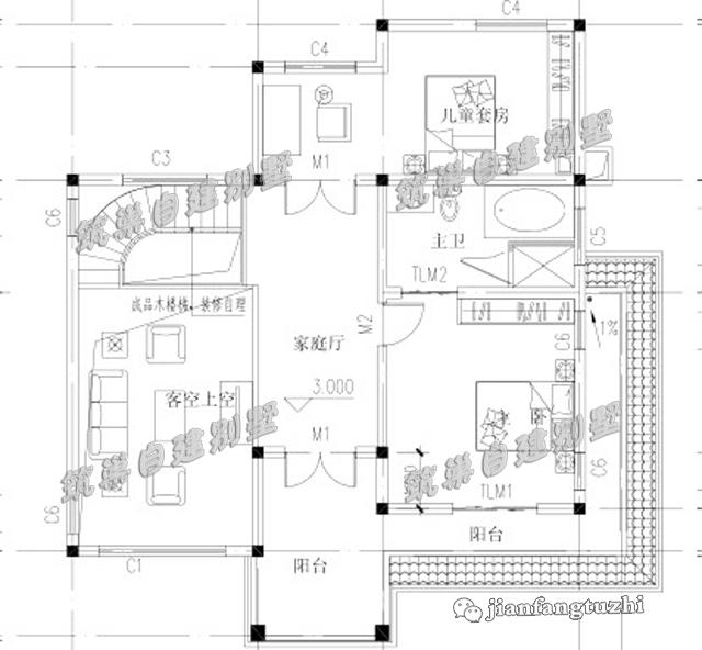 簡歐式二層別墅設(shè)計圖，簡約實用，造價低廉。