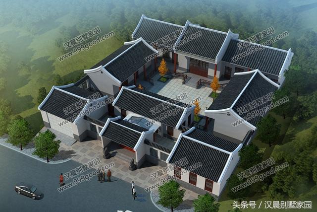 農(nóng)村四合院別墅設(shè)計(jì)圖，古香古氣，典雅而不失新穎。