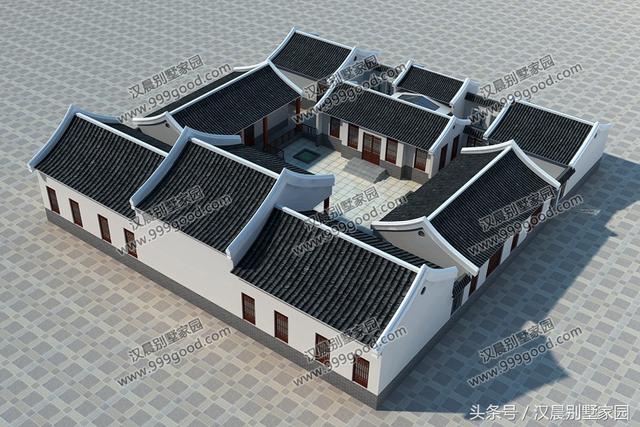 農(nóng)村四合院別墅設(shè)計(jì)圖，古香古氣，典雅而不失新穎。