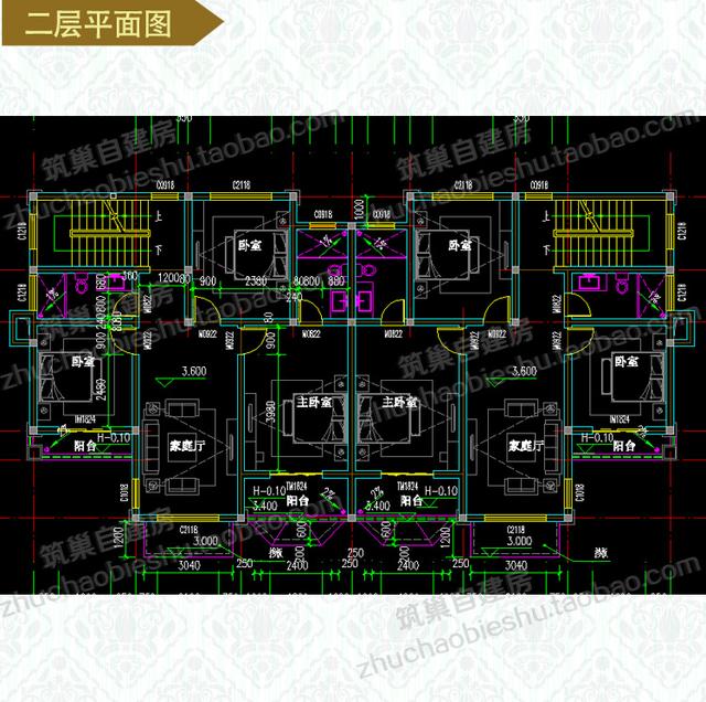 2套實(shí)用美觀二層雙拼別墅設(shè)計(jì)圖，第一套造價(jià)40W，第二套23W.