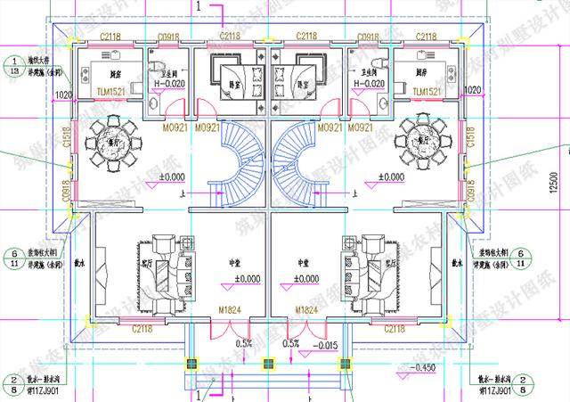 2套實(shí)用美觀二層雙拼別墅設(shè)計(jì)圖，第一套造價(jià)40W，第二套23W.