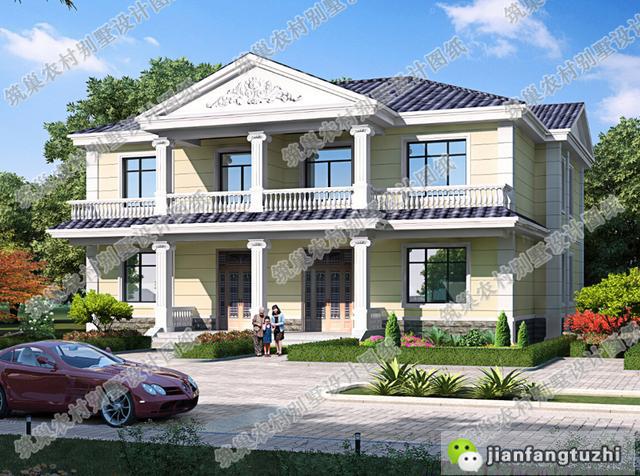 2套實(shí)用美觀二層雙拼別墅設(shè)計(jì)圖，第一套造價(jià)40W，第二套23W.