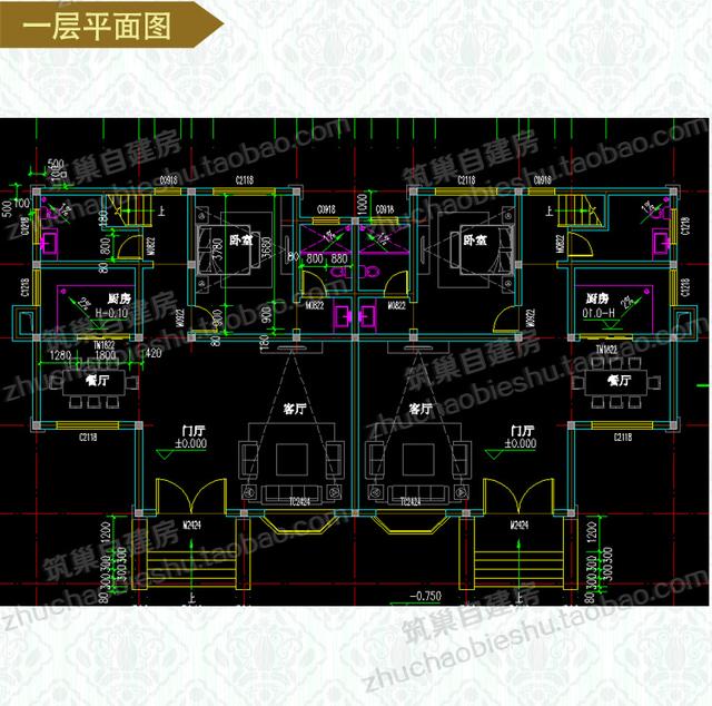 2套實(shí)用美觀二層雙拼別墅設(shè)計(jì)圖，第一套造價(jià)40W，第二套23W.
