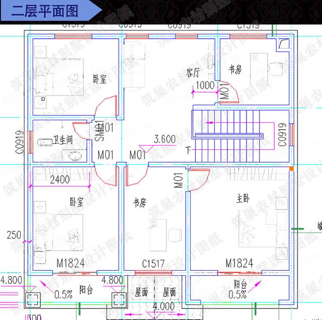 5款二三層別墅設(shè)計(jì)圖，占地小，造價(jià)20萬左右。