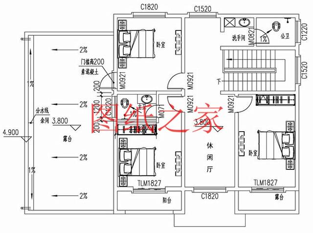 大戶型二層別墅設(shè)計(jì)圖，經(jīng)濟(jì)實(shí)惠、簡(jiǎn)單大氣，適合大家族居住。
