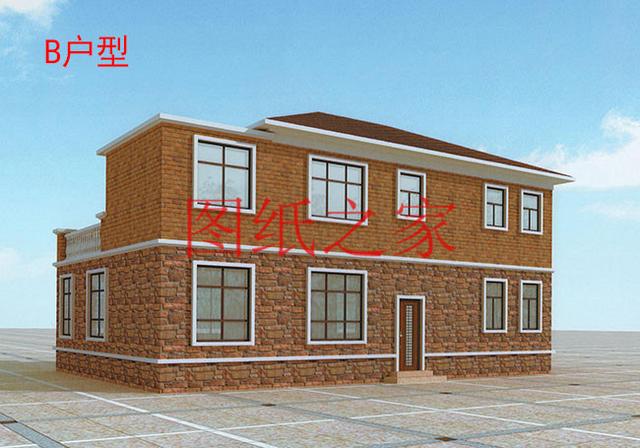 大戶型二層別墅設(shè)計(jì)圖，經(jīng)濟(jì)實(shí)惠、簡(jiǎn)單大氣，適合大家族居住。