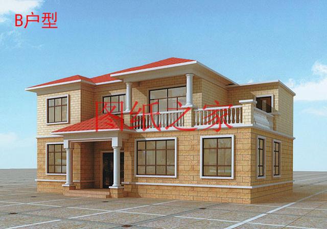 大戶型二層別墅設(shè)計(jì)圖，經(jīng)濟(jì)實(shí)惠、簡(jiǎn)單大氣，適合大家族居住。