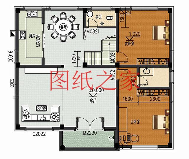 漂亮實用的農(nóng)村三層別墅設(shè)計圖，130平7個臥室。