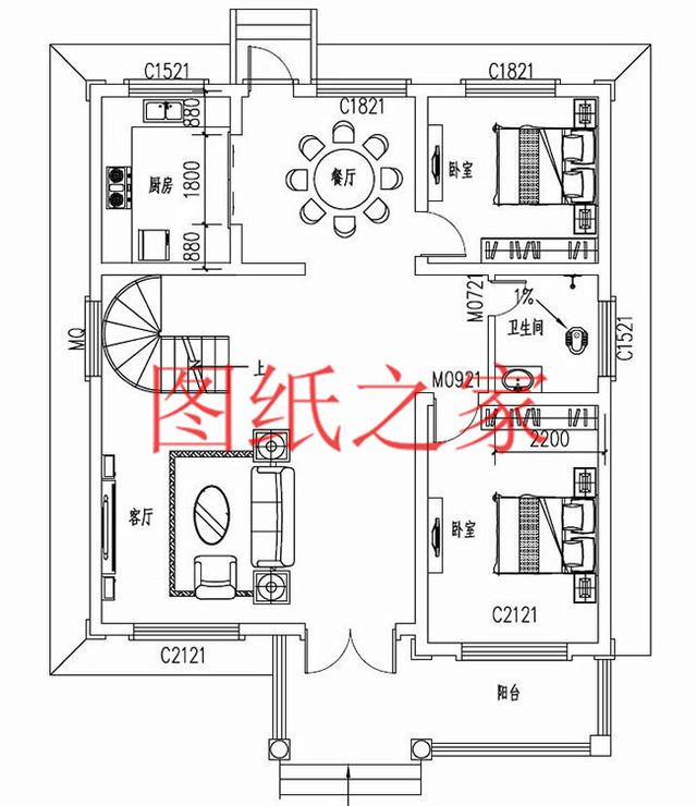 漂亮實用的農(nóng)村三層別墅設(shè)計圖，130平7個臥室。
