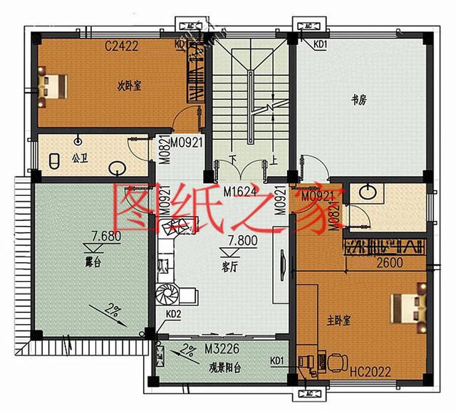 漂亮實用的農(nóng)村三層別墅設(shè)計圖，130平7個臥室。