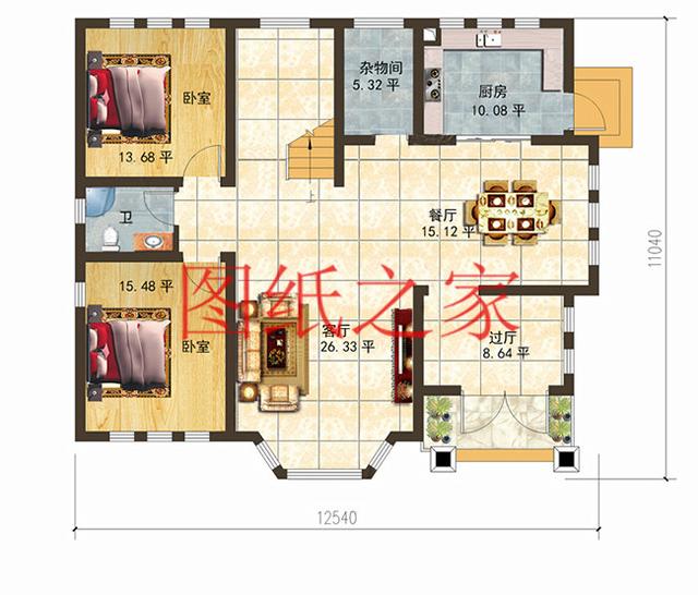 漂亮實用的農(nóng)村三層別墅設(shè)計圖，130平7個臥室。