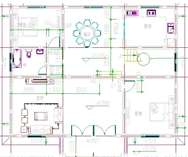 斜屋頂二層小別墅設(shè)計圖，150平米左右13x11米帶陽臺。