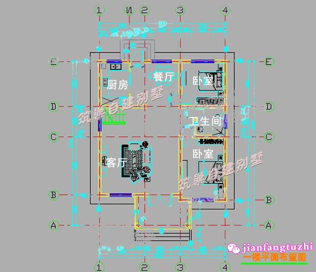 流行經(jīng)典別墅戶型設(shè)計圖，130平米，造價低廉。
