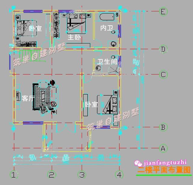 流行經(jīng)典別墅戶型設(shè)計圖，130平米，造價低廉。