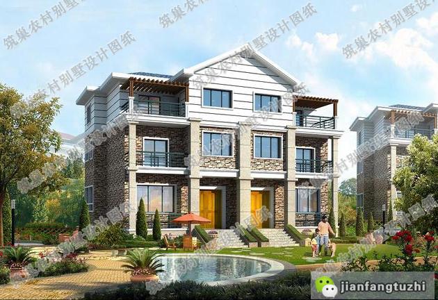 三層雙拼別墅設(shè)計(jì)圖，獨(dú)特設(shè)計(jì)，優(yōu)雅別致，清新淡雅。