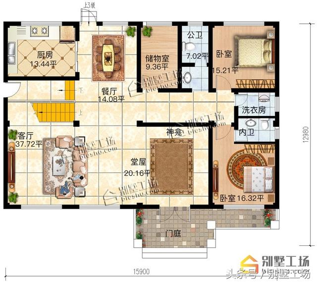 二層簡歐農(nóng)村自建房，復式客廳大落地窗，您值得擁有。