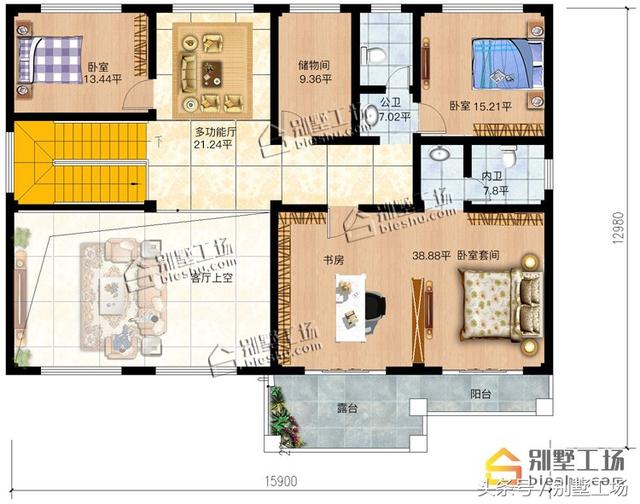 二層簡歐農(nóng)村自建房，復式客廳大落地窗，您值得擁有。