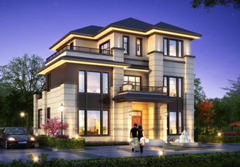 2025年新款別墅外觀圖，新中式風格，比簡歐大氣，時尚