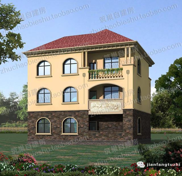 3款三層自建房，前后兩面帶陽臺，造價40萬以內。