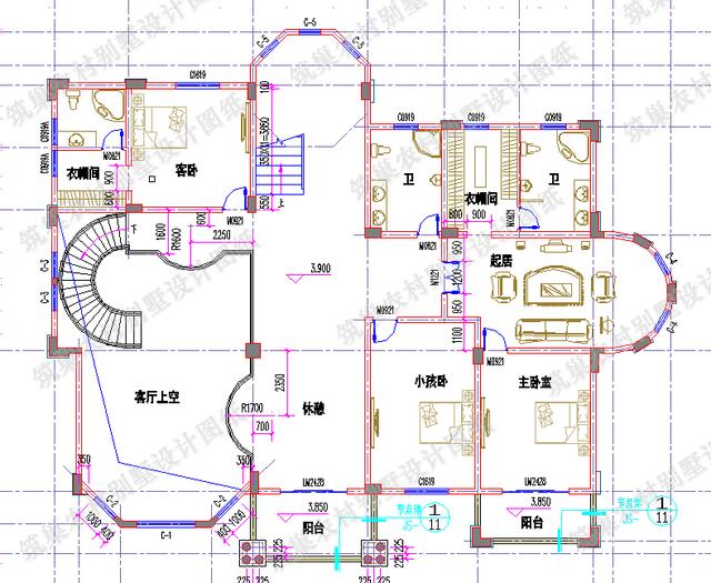 3款帶旋轉(zhuǎn)樓梯復(fù)式別墅設(shè)計圖，豪華與實用共存，您值得建造。