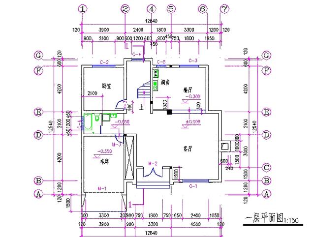 框架結(jié)構(gòu)別墅設(shè)計(jì)圖，帶車庫(kù)落地窗，歡迎選購(gòu)！