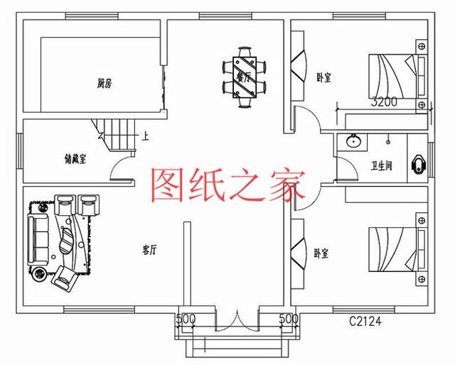 大戶型二層別墅設(shè)計(jì)圖，造價(jià)只要20萬，很受大眾喜歡！