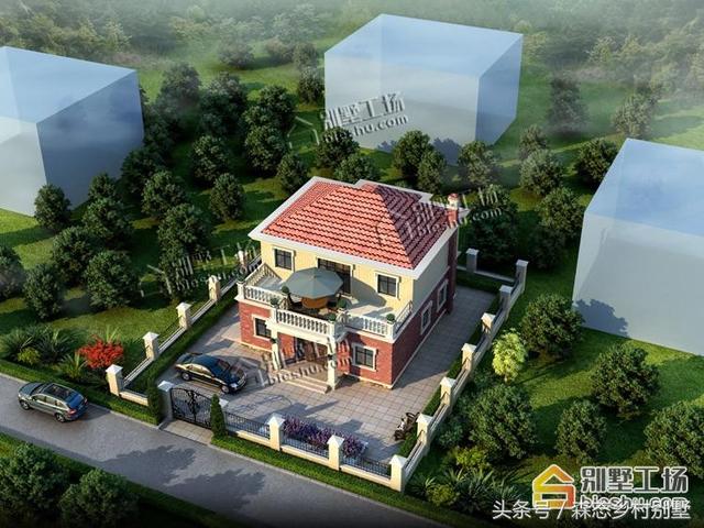 二層別墅設(shè)計(jì)圖，136平宅基地帶車(chē)庫(kù)大露臺(tái)，造價(jià)只要20W.