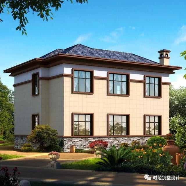 小戶型二層歐式別墅設(shè)計(jì)圖，10x11米帶堂屋6室2廳，還有實(shí)景哦！