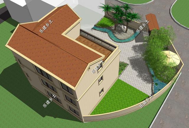 江西九江歐式別墅設(shè)計(jì)圖，不規(guī)則地形，也能建造的這么完美！