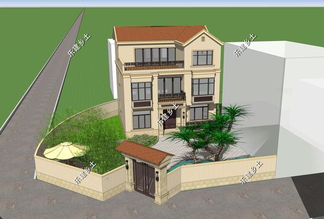 江西九江歐式別墅設(shè)計(jì)圖，不規(guī)則地形，也能建造的這么完美！