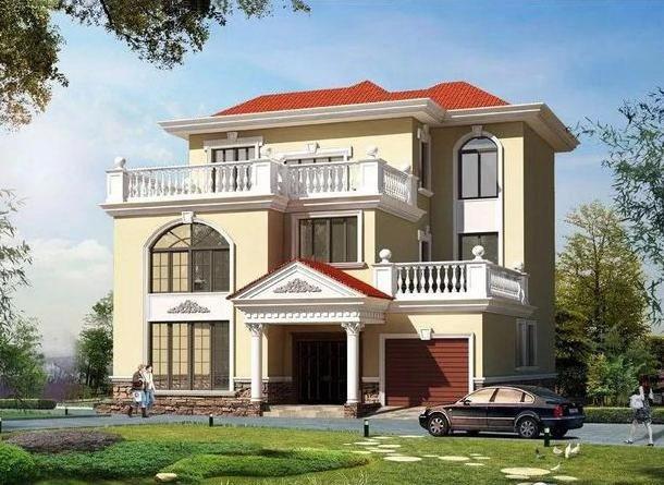 開間12米的三層別墅設(shè)計圖，帶堂屋、露臺和多臥室，歡迎建造。