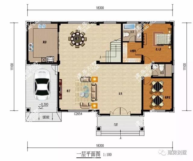 兩棟很氣派的四層別墅設計圖，讓其他建筑黯然失色。