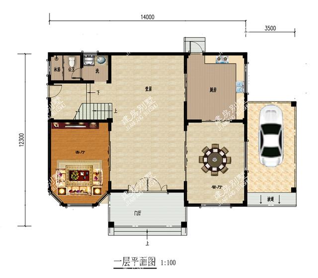 最亮眼的四層別墅設(shè)計(jì)圖，17.5X12.3米，超大堂屋設(shè)計(jì)，帶車庫加大露臺(tái)