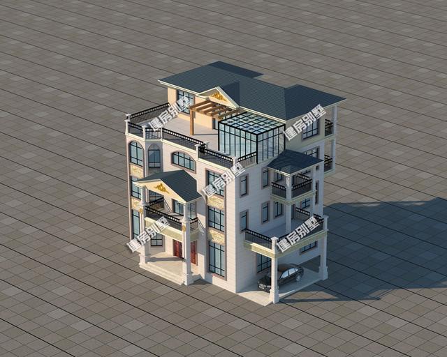 最亮眼的四層別墅設(shè)計(jì)圖，17.5X12.3米，超大堂屋設(shè)計(jì)，帶車庫加大露臺(tái)