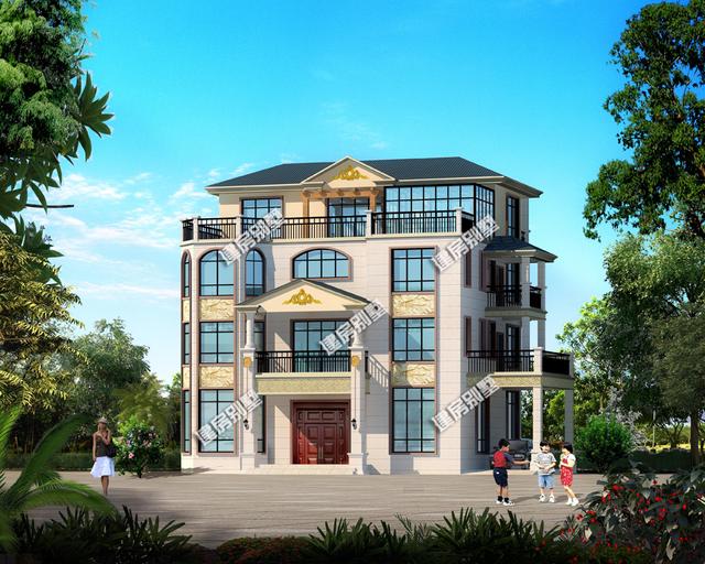 最亮眼的四層別墅設(shè)計(jì)圖，17.5X12.3米，超大堂屋設(shè)計(jì)，帶車庫加大露臺(tái)