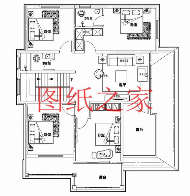 占地面積150平農(nóng)村三層別墅設(shè)計(jì)圖，外觀新穎別致，居住舒適