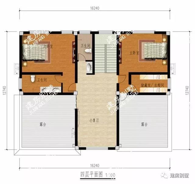 帶露臺的四層農村自建房設計圖，居住生活起來肯定既方便又舒適