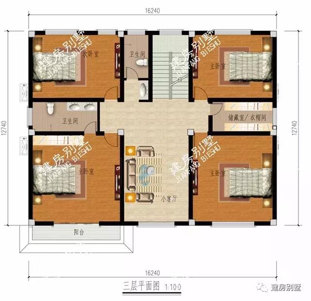 帶露臺的四層農村自建房設計圖，居住生活起來肯定既方便又舒適