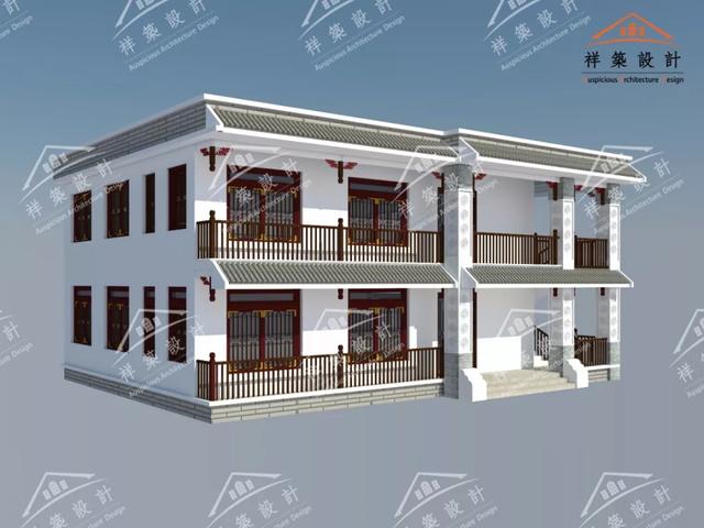 15.8X10.2中式元素民居自建房別墅設(shè)計圖案例，整體很不錯