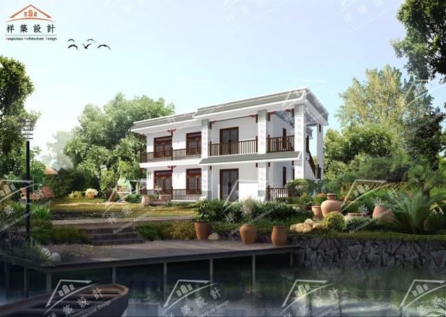 15.8X10.2中式元素民居自建房別墅設(shè)計圖案例，整體很不錯