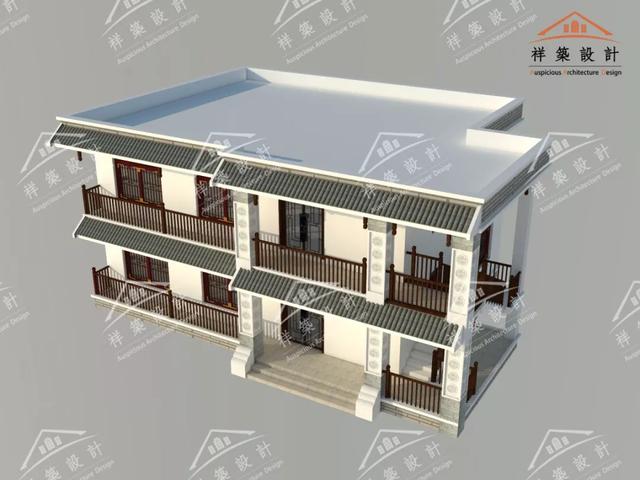 15.8X10.2中式元素民居自建房別墅設(shè)計圖案例，整體很不錯