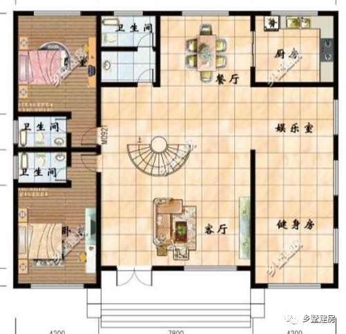 農(nóng)村自建別墅設(shè)計(jì)圖，還有旋轉(zhuǎn)樓梯，一家人住，老少皆宜