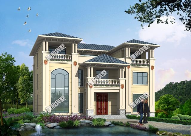 三層豪華別墅設(shè)計(jì)圖，16.1x12.3米，框架結(jié)構(gòu)，主體50萬左右