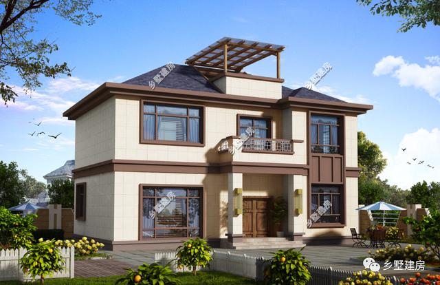 農(nóng)村別墅設(shè)計(jì)圖，外形大氣，顏色搭配又優(yōu)雅，實(shí)在太奪人眼球了