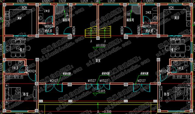 豪華三層雙拼別墅設(shè)計圖，帶大堂屋多功能設(shè)計，又省錢又實用