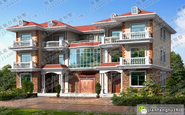 豪華三層雙拼別墅設(shè)計圖，帶大堂屋多功能設(shè)計，又省錢又實用