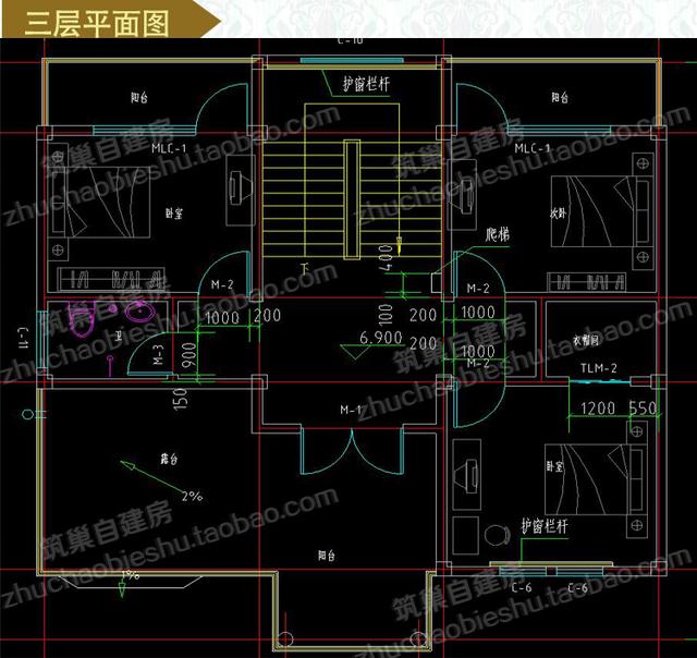 3款三層農(nóng)村自建房設(shè)計(jì)施工圖，采光充沛、通風(fēng)流暢，空間利用率高