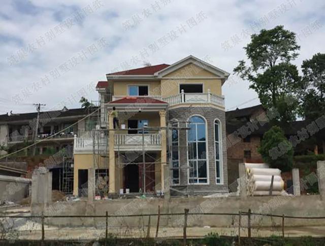 35萬150平米農村三層別墅設計施工效果圖+成品圖分享