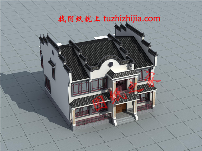2019年新款徽式新農村二層樓房設計圖，黑瓦白墻